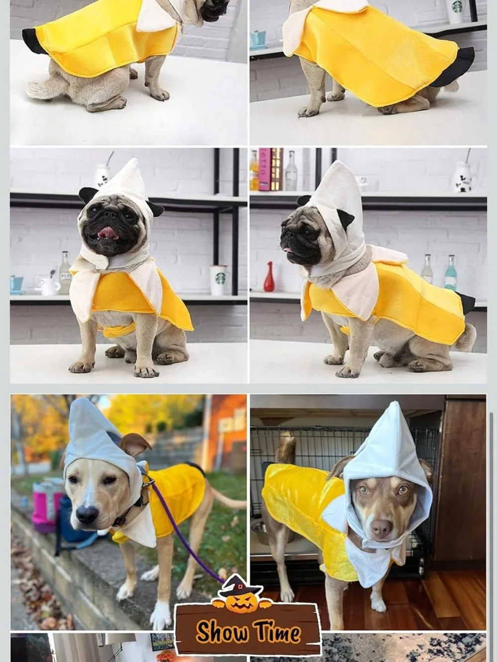 Banana Dog Costume Coat with White Trim